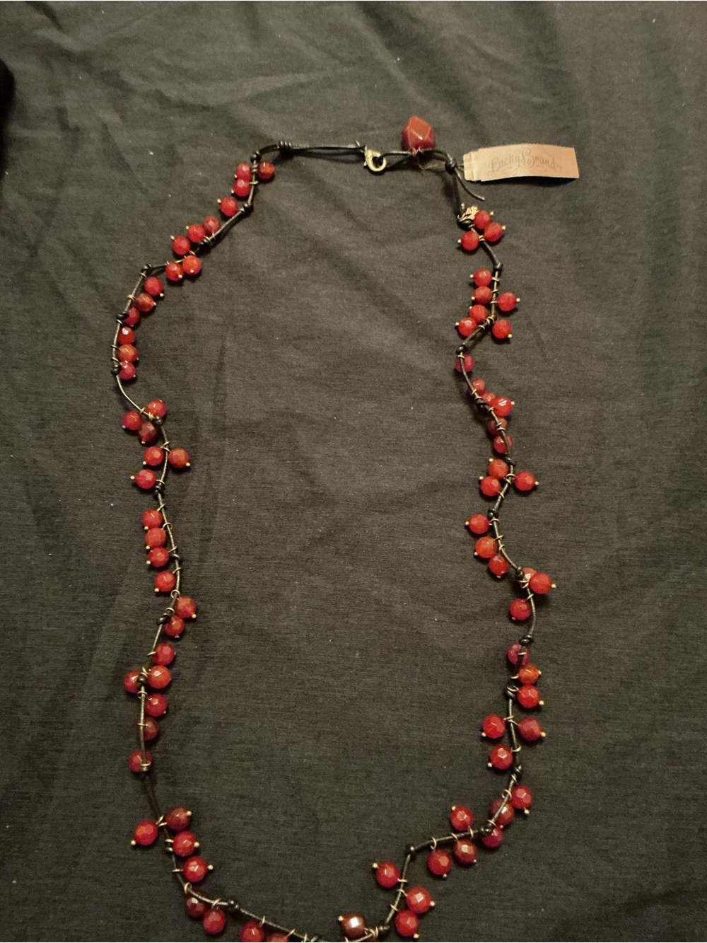 Lucky Brand Garnet-Red Beaded Vine Necklace